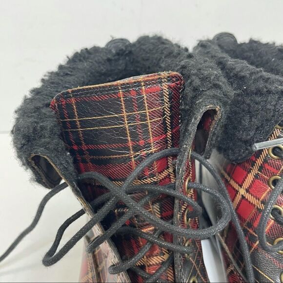Patricia Nash Lia Cold Weather Booties Black and Red Plaid with Shearling Cuffs - Picture 10 of 15